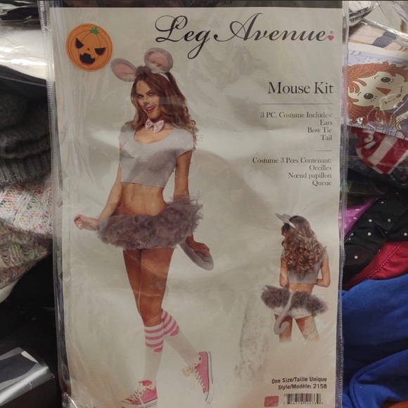 🐁 Mouse Halloween Costume ACCESSORY Kit: Tail + Ears + Neck Bow - Picture 3 of 4